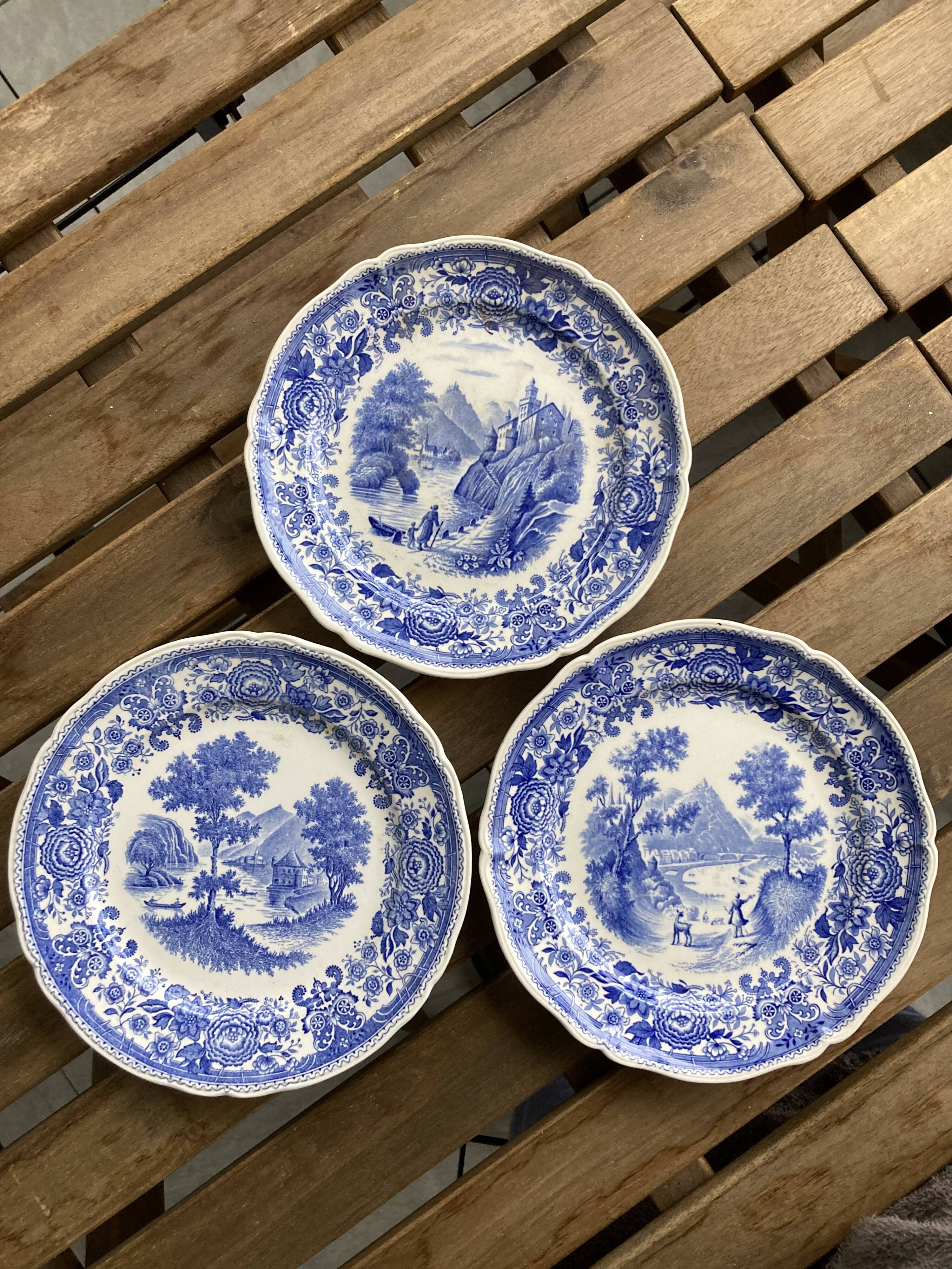 3 dessert plates Villeroy and Boch Burgenland blue