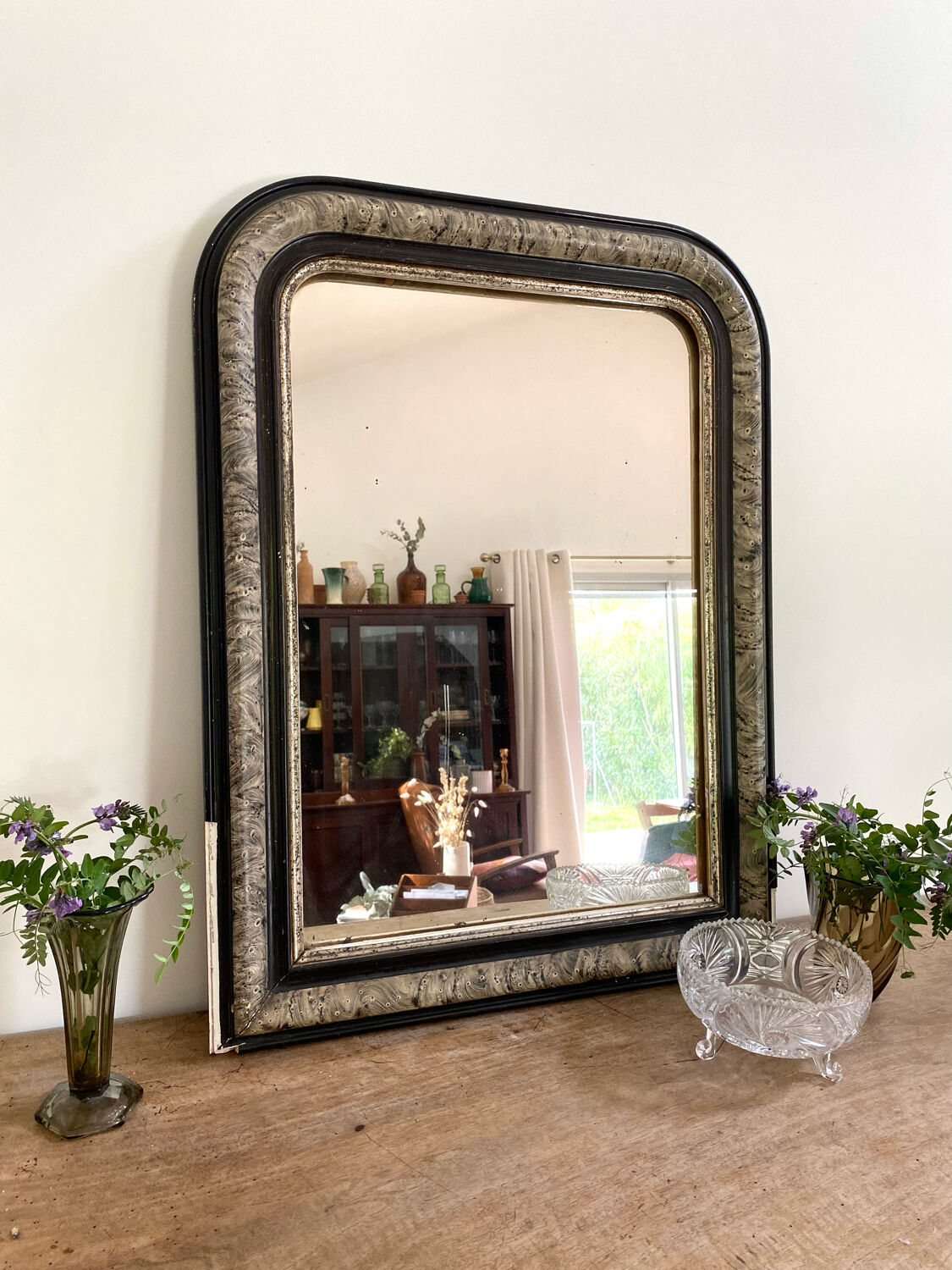 Louis philippe antique mirror with marbled plate