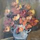 Acrylic painting on cardboard still life bohemian countryside decoration