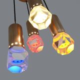 Chandelier with 4 pendants and acrylic glass diffusers by Gaetano Missaglia, 1960s.