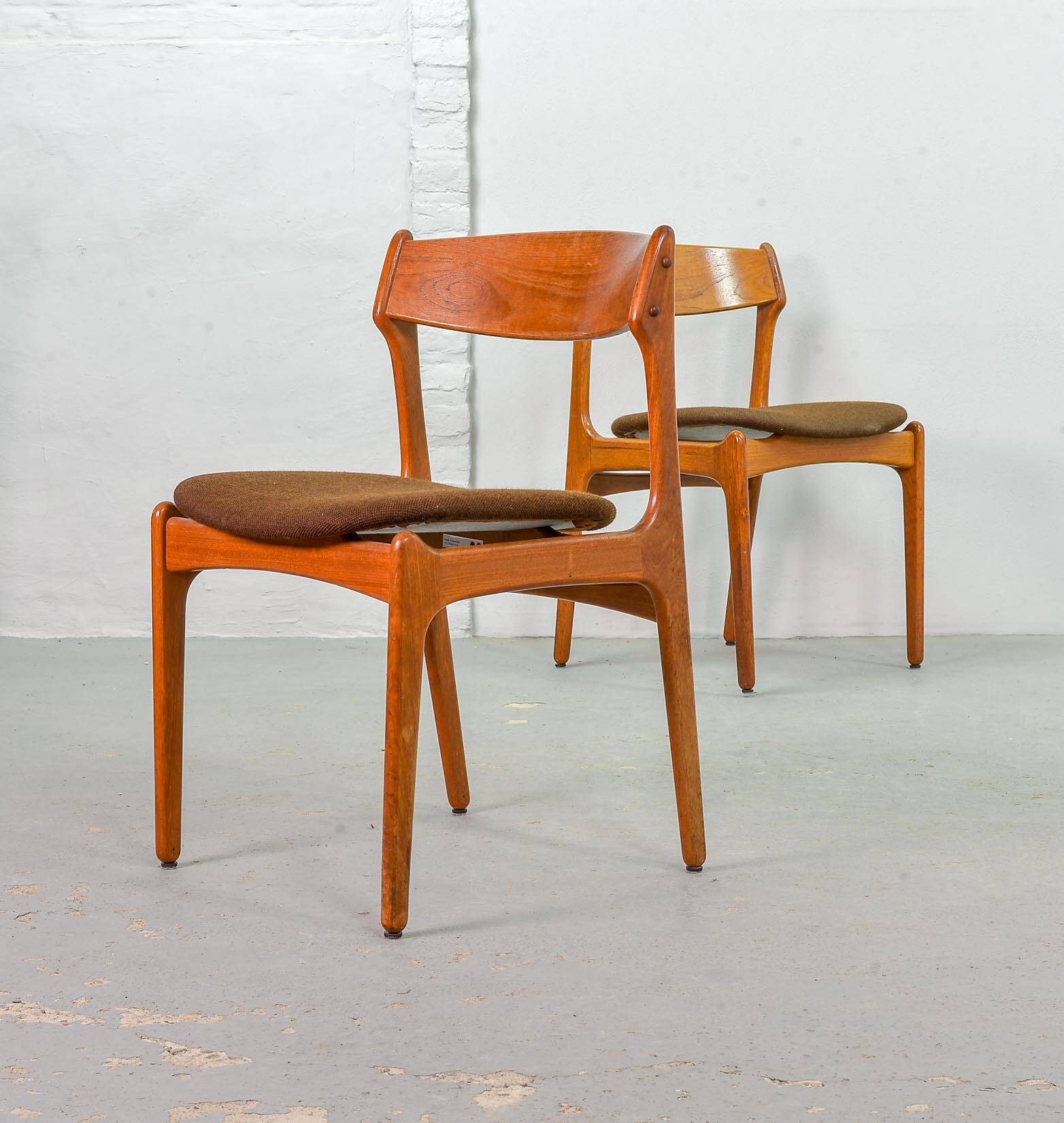 Erik Buch Danish Design Teak Dining Chairs for Oddense Maskinsnedkeri 1960s