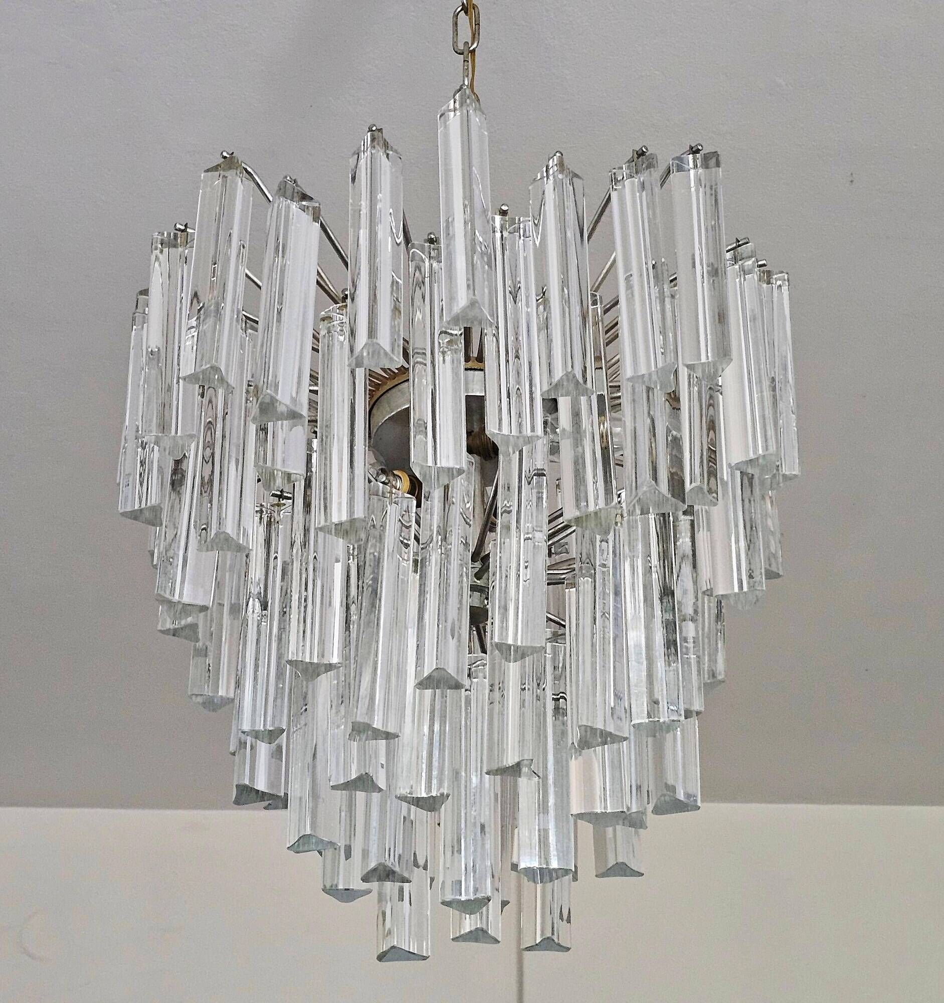 Mid-Century Modern Triedri Crystal Chandelier by Paolo Venini