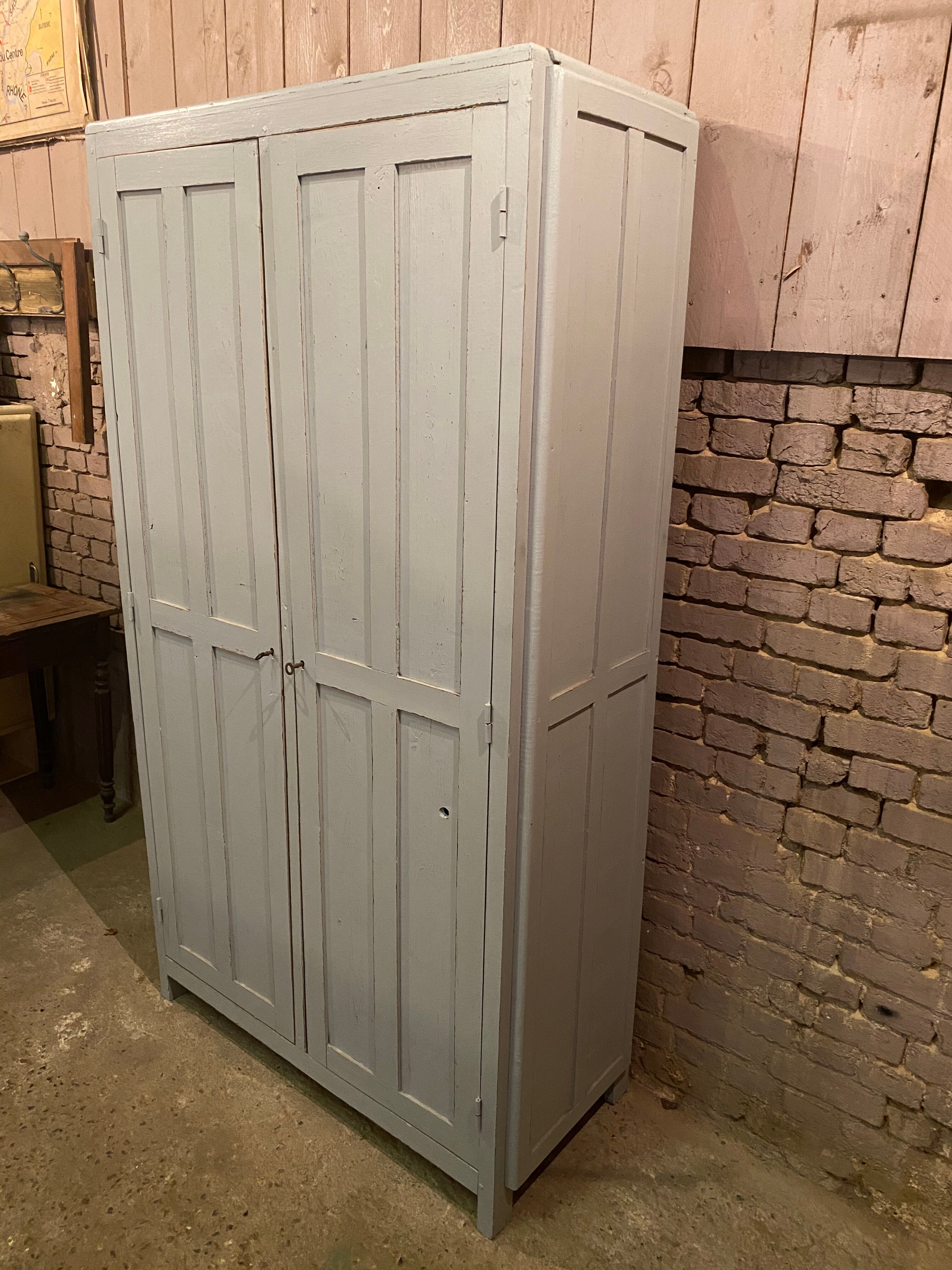 Vintage Parisian wardrobe patinated grey
