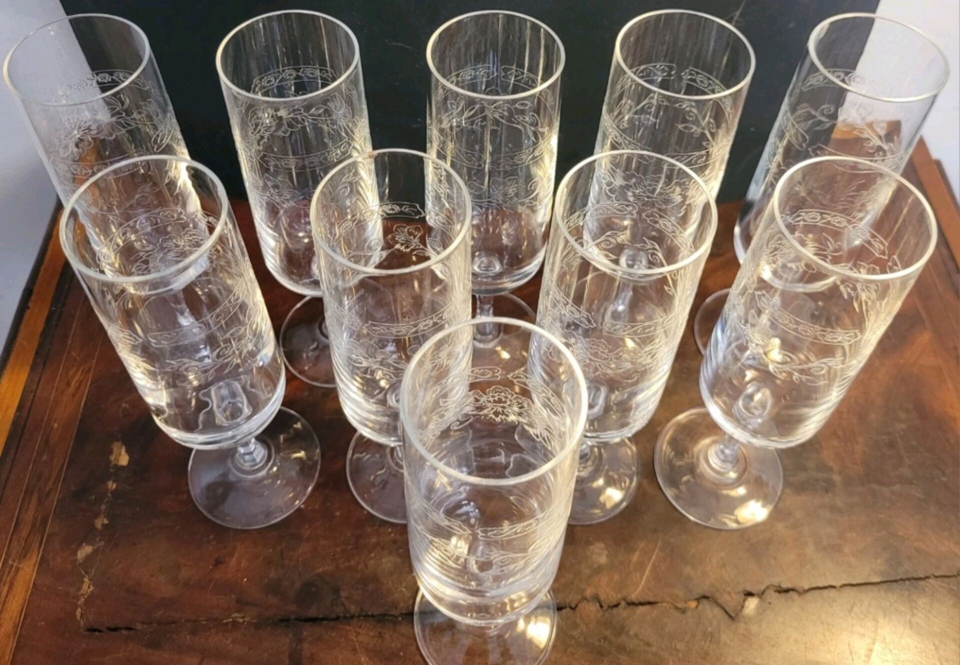 10 champagne glasses/flutes 16cl Cristal d'Arques Matignon model 70s