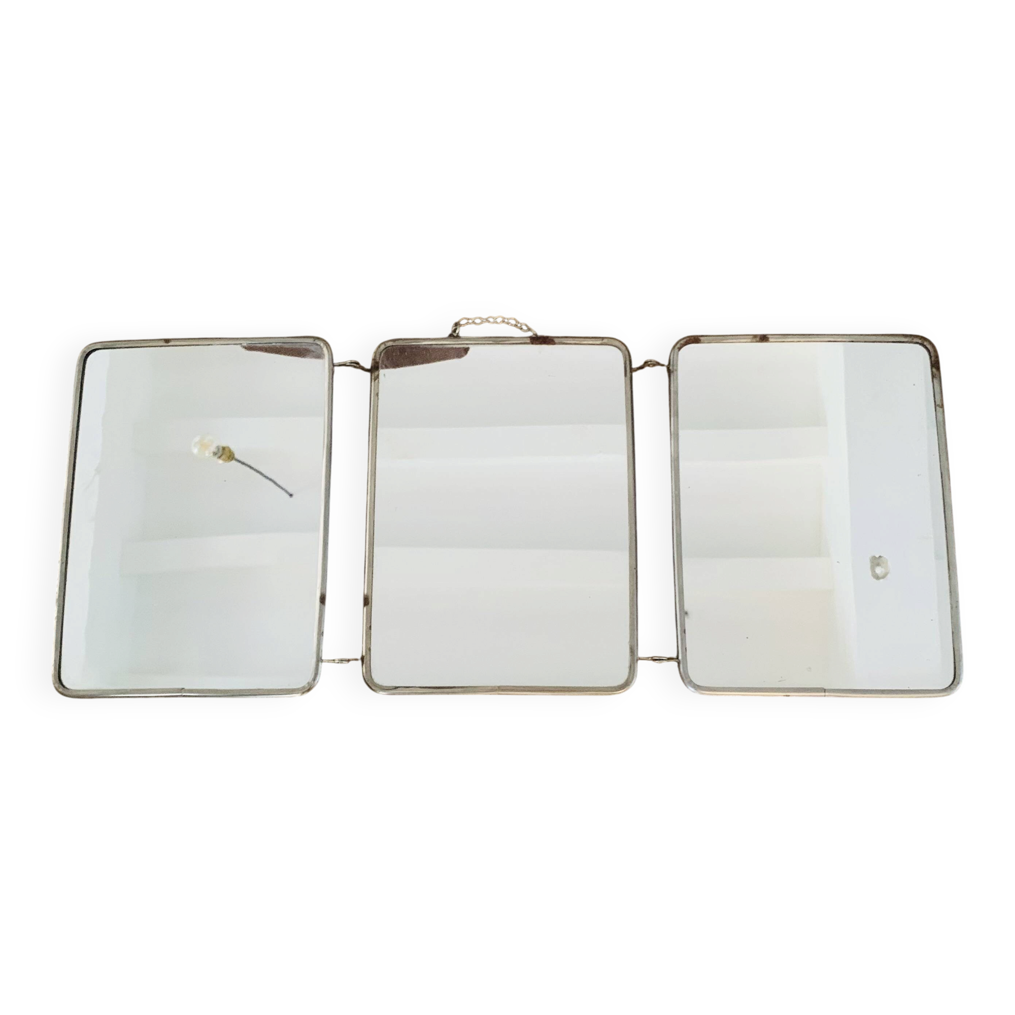 Miroir triptyque de barbier ancien pliant