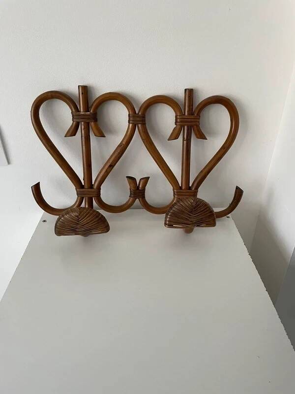 Porte manteaux patère en rotin