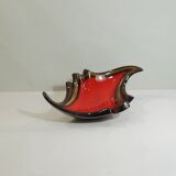 Vintage red and brown ceramic bowl – 1970s centrepiece – Design