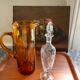 Pichet ambré verre bullé
