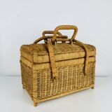 Vintage rattan basket, 1960s