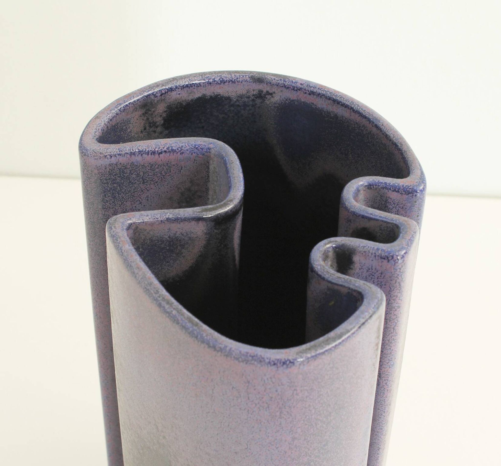 Multifaceted ceramic vase by Angelo Mangiarotti, Italy, 1968.