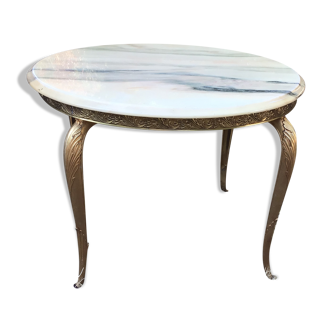 Coffee table over marble bronze base
