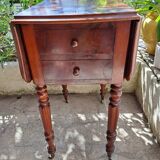 Foldable side table for washing or applying makeup in varnished solid wood 1920