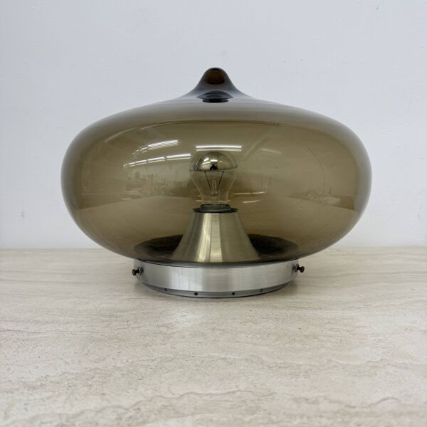 Plafonnier en verre fumé Dijkstra du milieu du siècle, Space Age, années 1970