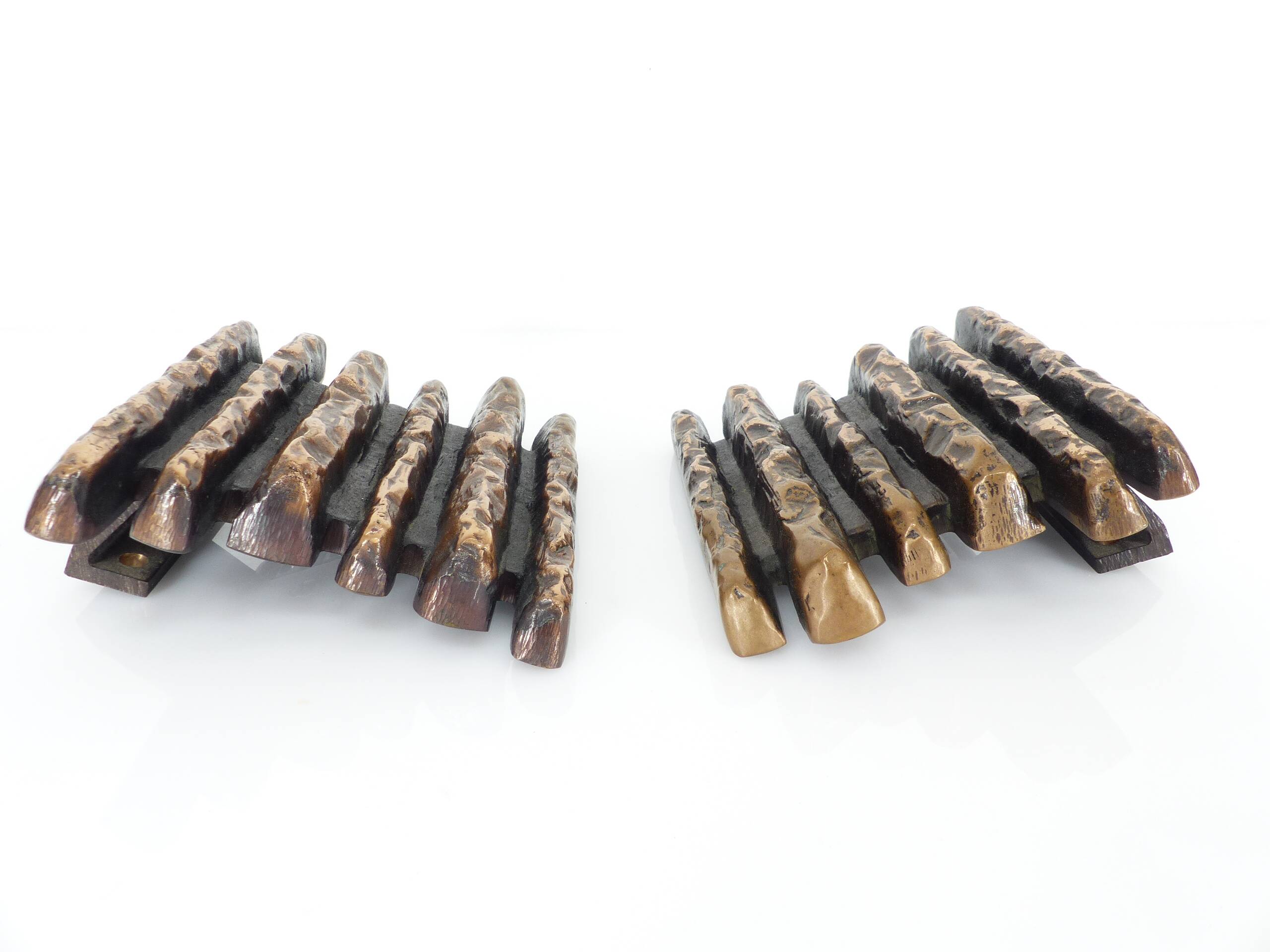 Brutalist bronze door handles, Alpan, Germany, circa 1970