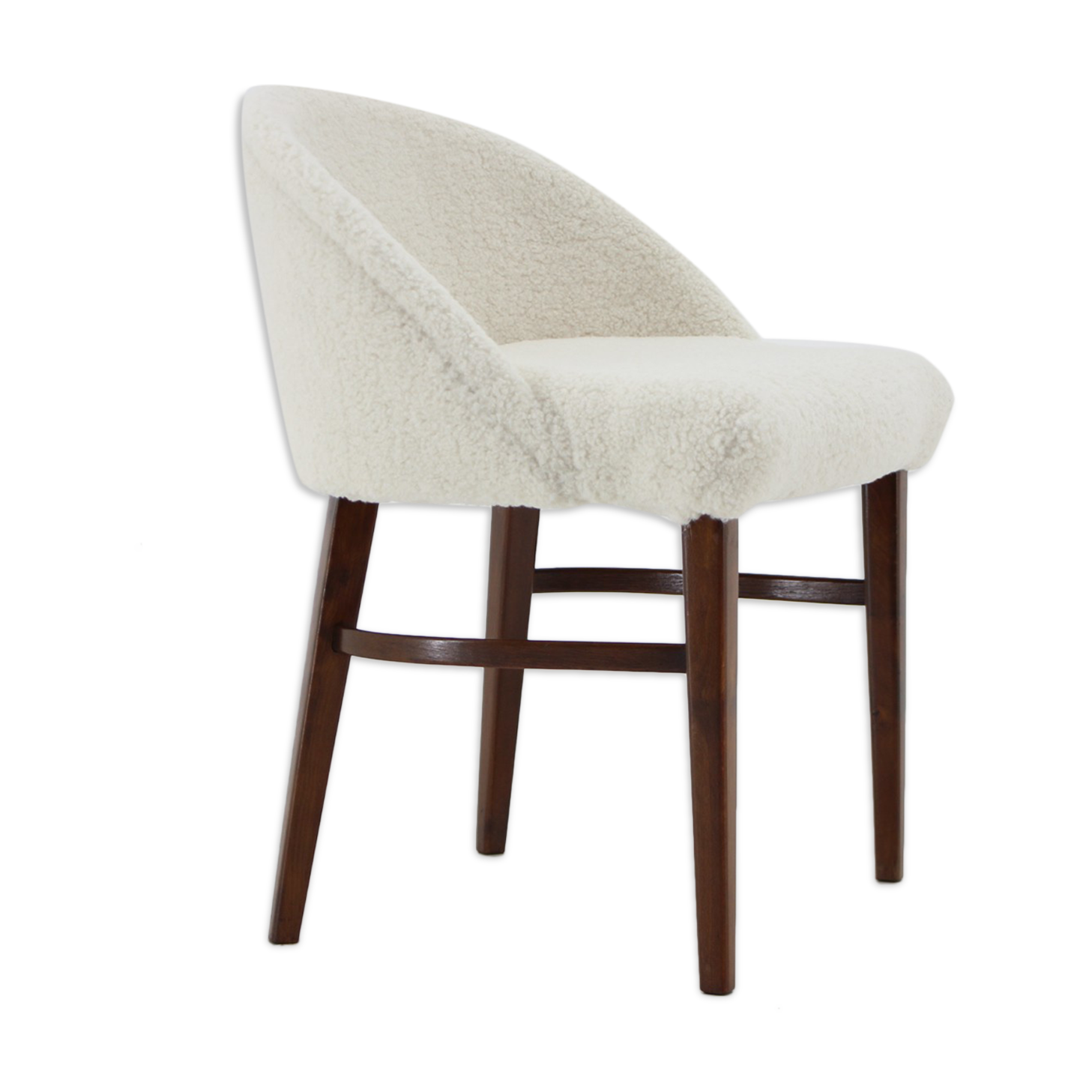 Beech Chair in Sheepskin Fabric, Denmark 1960