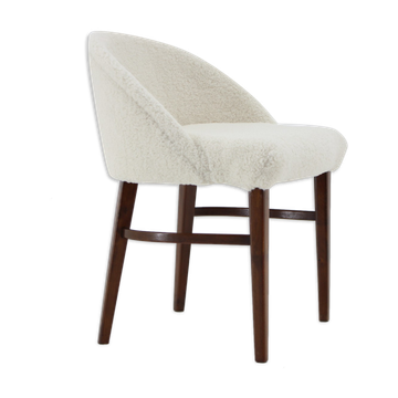 Chaise en hêtre en tissu peau de mouton, Danemark 1960