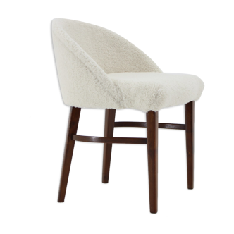 Chaise en hêtre en tissu peau de mouton, Danemark 1960