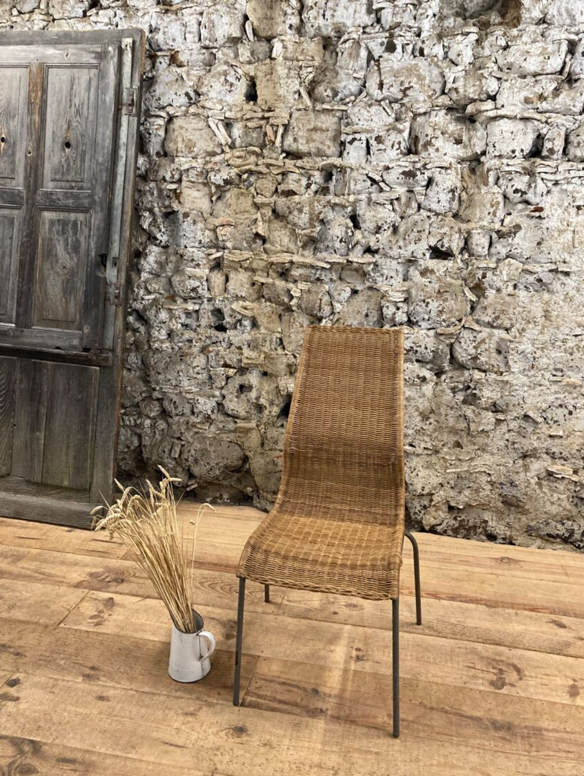 Vintage 1980 Ikea chair in rattan and aluminum