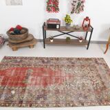 4x7 Red & Cream Vintage Area Rug 126x236Cm SK 17738