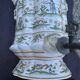 Wall fountain and its basin in Moustiers earthenware, handmade decoration.