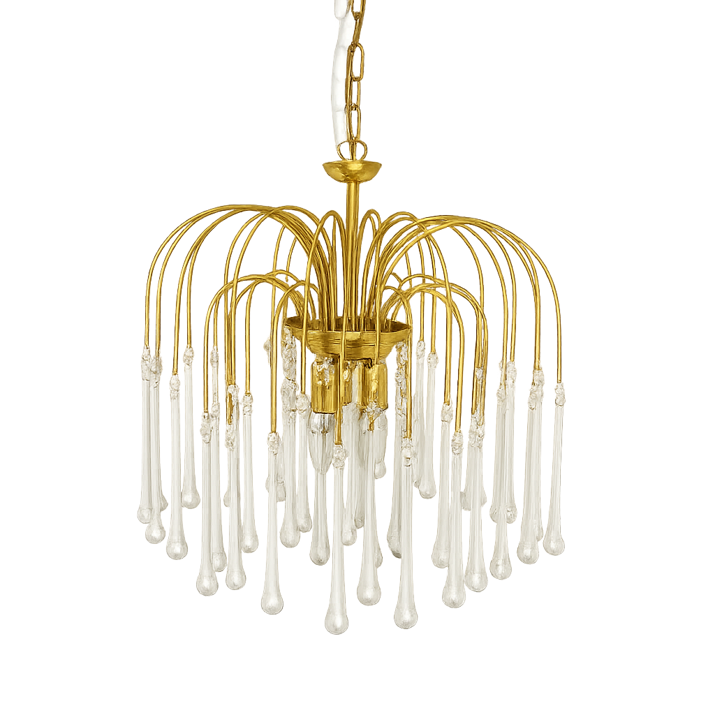 Paolo Venini-style pendant lamp – brass-plated,