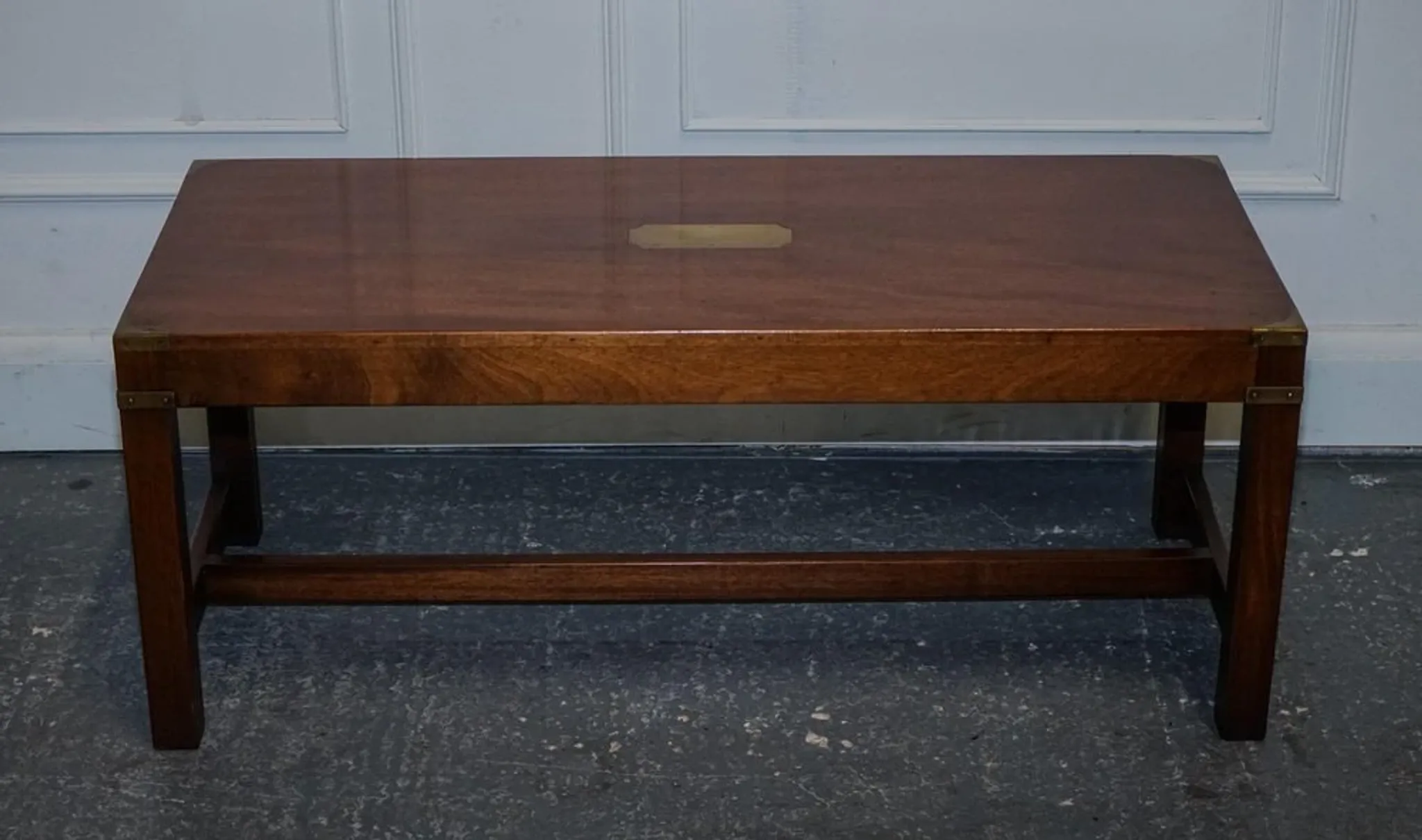 Vintage Reh Kennedy Military Campaign Coffee Table with Brass Fittings from Harrods