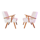 Vintage armchairs set of 2 beige bouclé walnut wood 1960