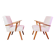 Vintage armchairs set of 2 beige bouclé walnut wood 1960