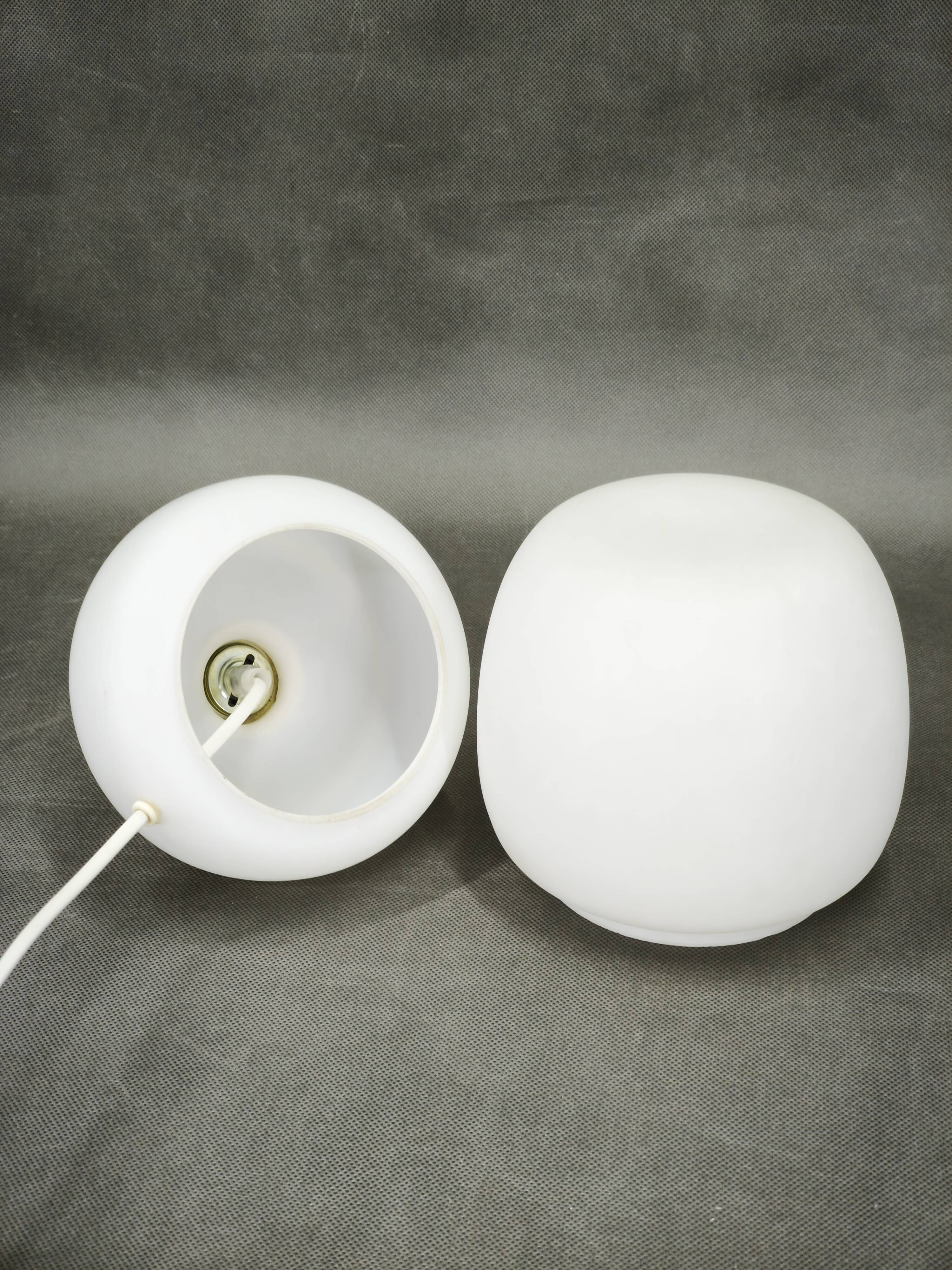 Czech Opaline Glass and Brass Table Lamp, 1970s