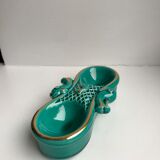 Green and gold ceramic salt shaker Art Deco 30s