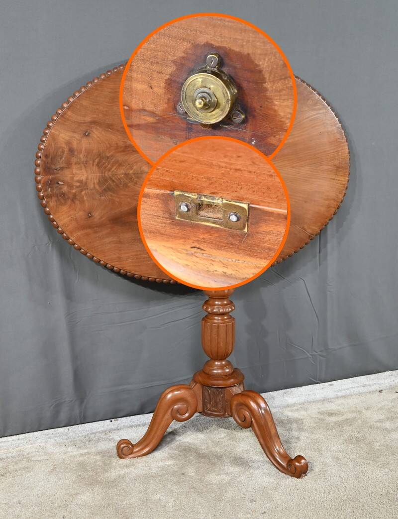 Oval Pedestal Table with Mahogany System, Louis Philippe period – 1st part 19th century
