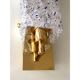 Pair of Gold Wall Sconces with Blue Graniglia Murano Glass
