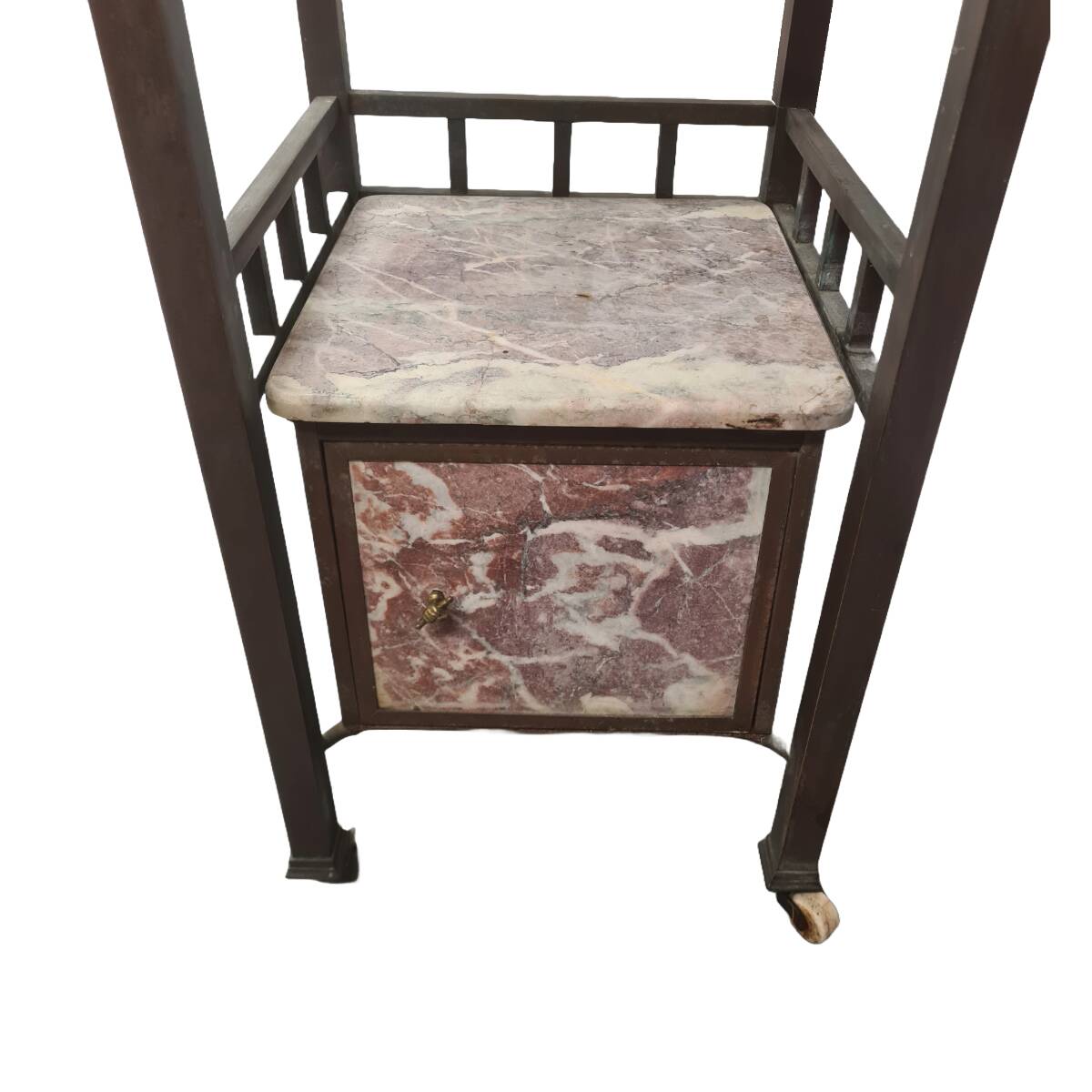 Antique French Bedside Table With Marble, late 1800s