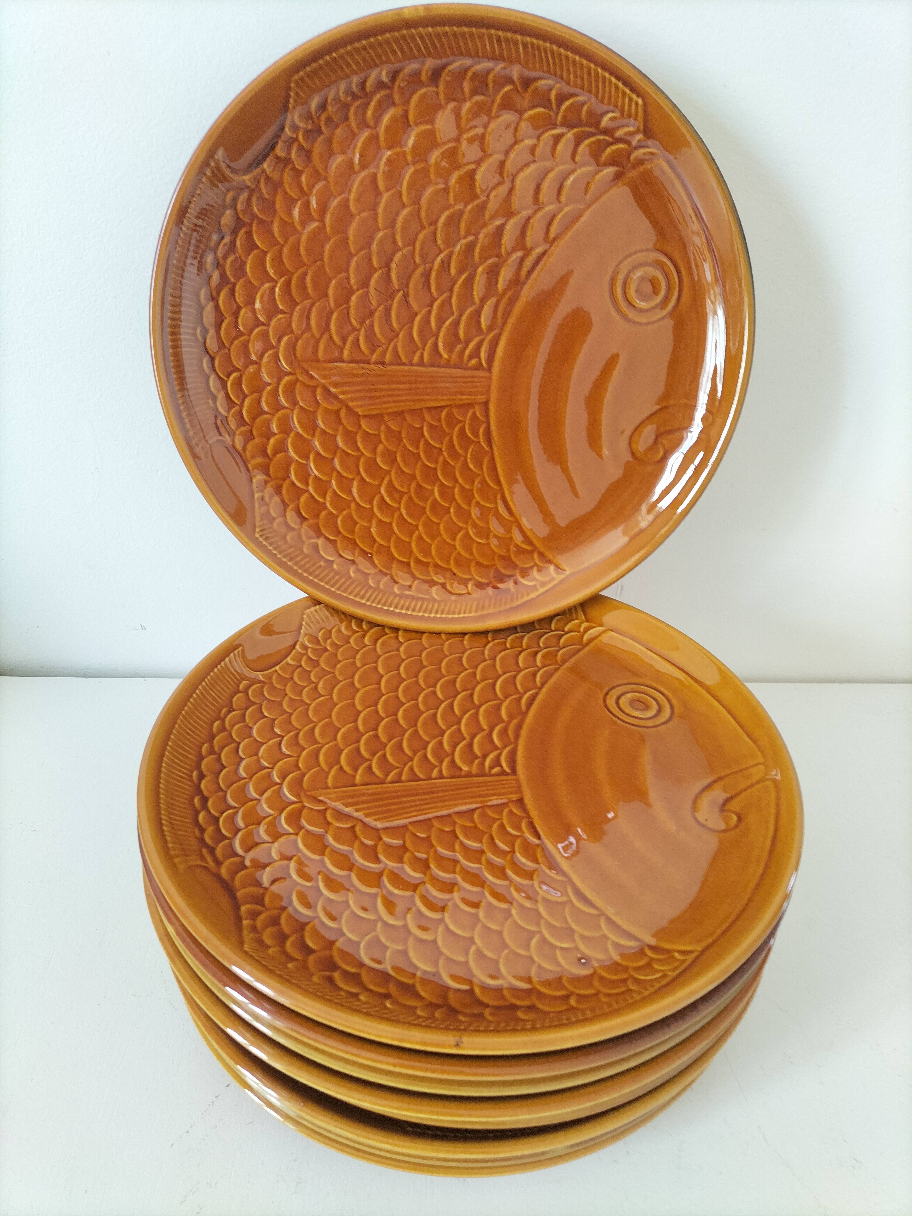 Sela Fish Barbotine Plate Set (Portugal)