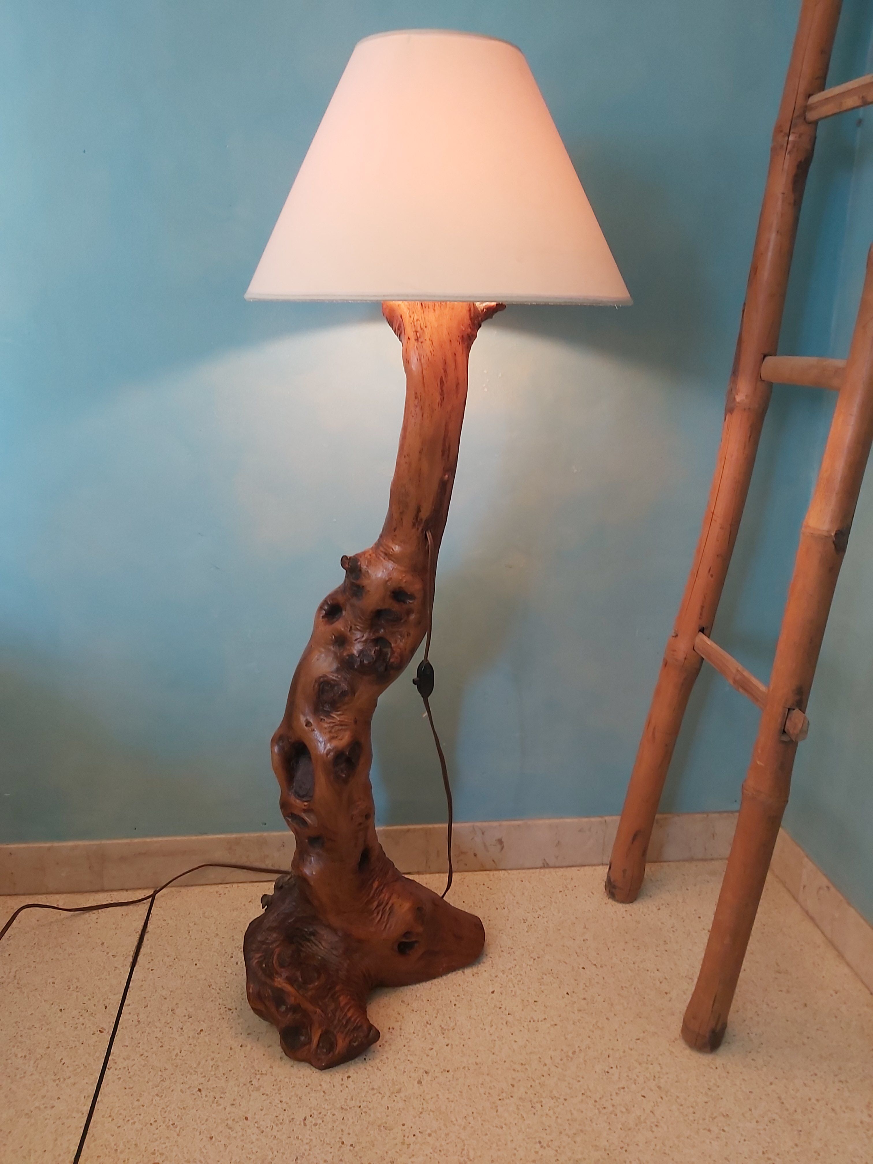 Vintage olive wood lamppost