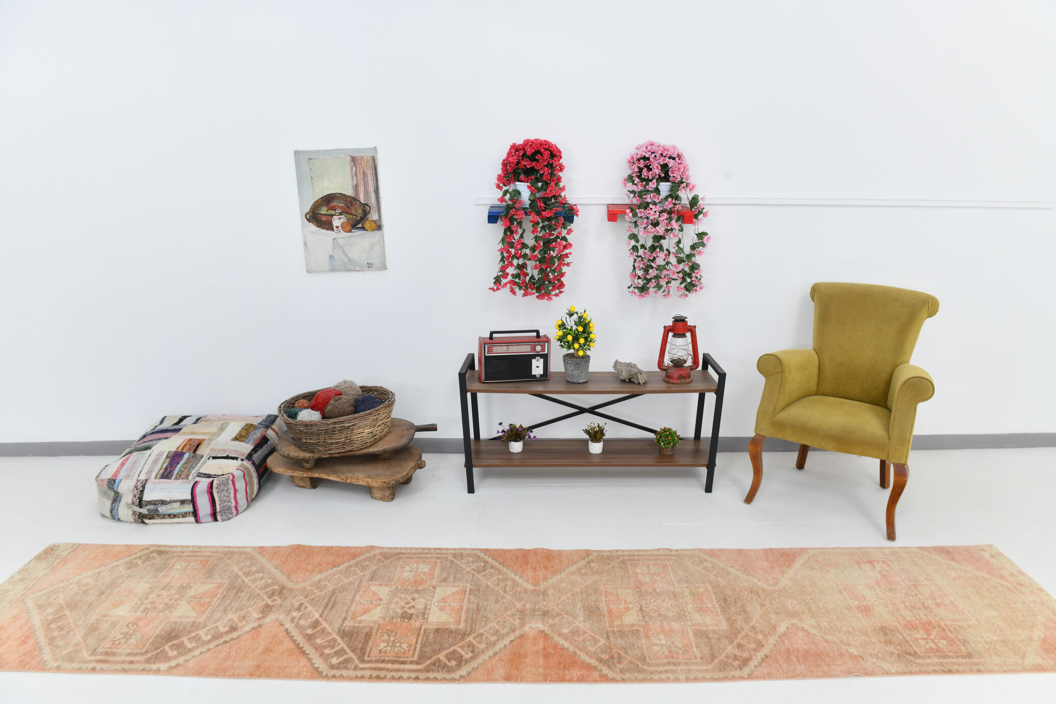 Orange and brown runner rug 78x393cm