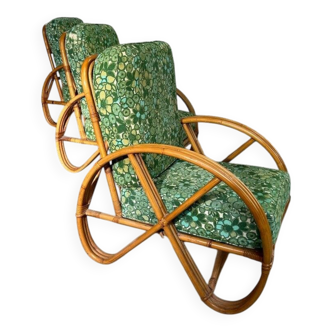 3 rattan armchairs attributed to Paul Frankl