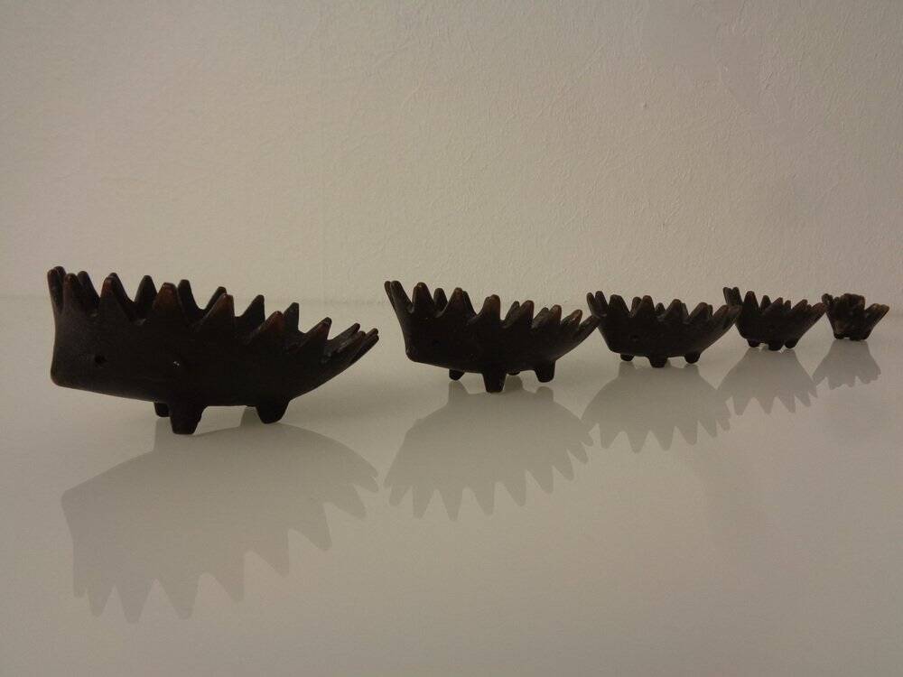Hedgehog Ashtrays, 1950s, Set of 6