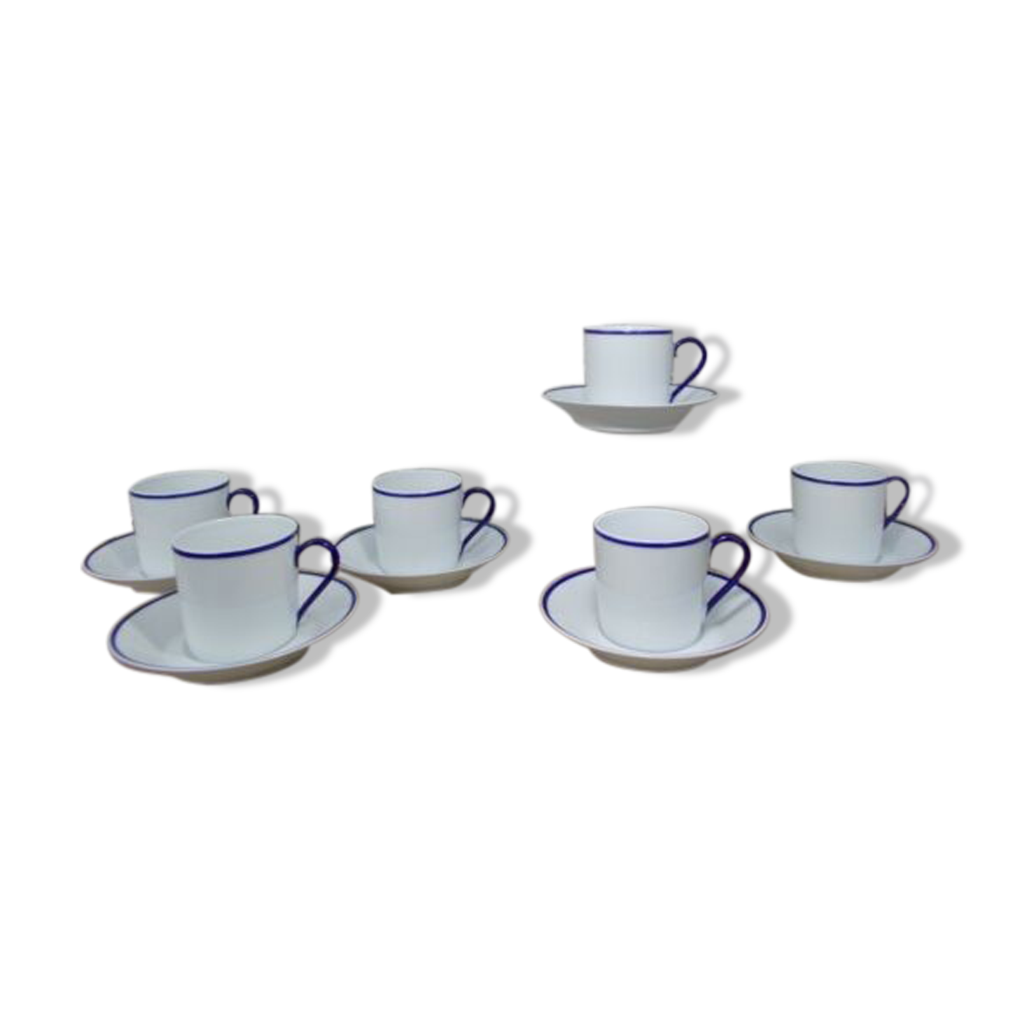 6 cups Haviland Limoges for Rochas blue fillet