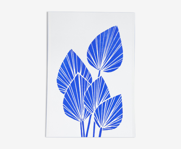Linogravure originale - Feuille séchée