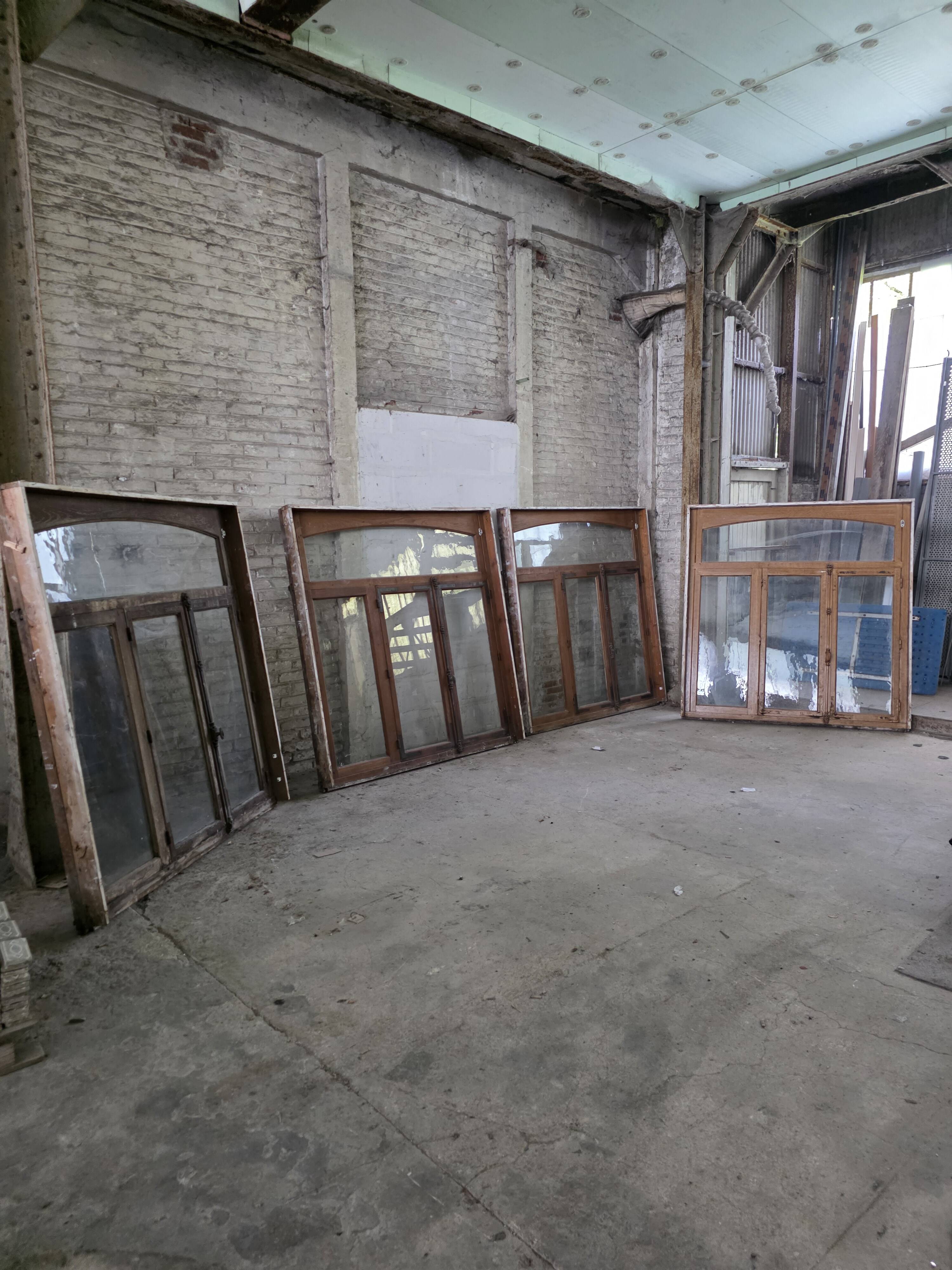 Old solid oak window from the early 20th century.