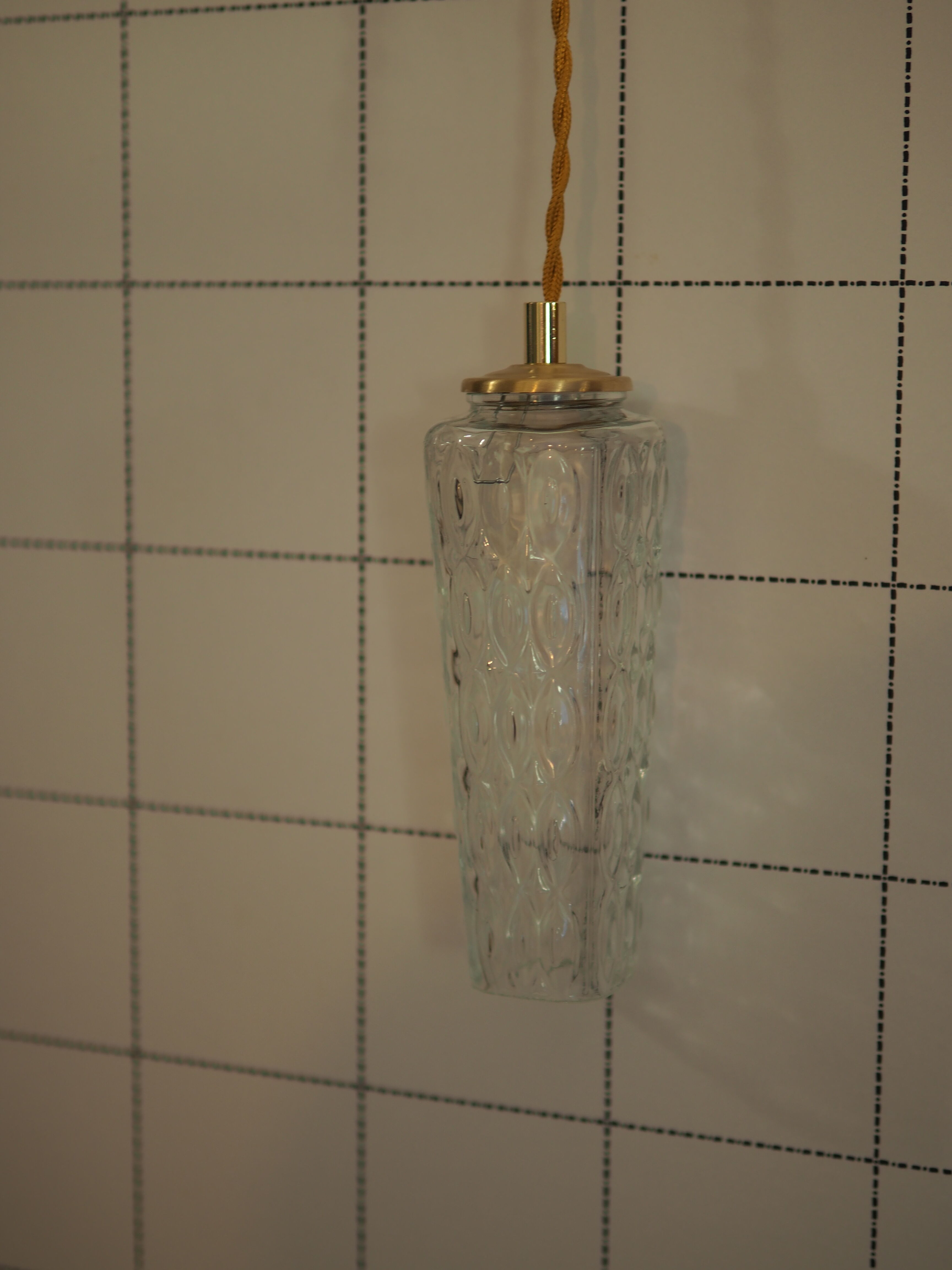 Vintage walking lamp - Transparent molded glass globe