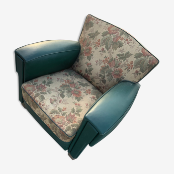 Fauteuil club vert fleuries