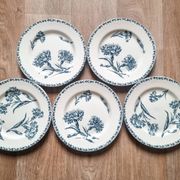 5 iron earthenware flat plates, KG Lunéville, Oeillet, 1900