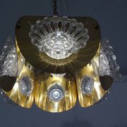 Italian Brass & Glass Ceiling Lamp, 1960s