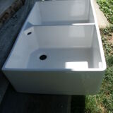Enamelled stoneware double sink 40