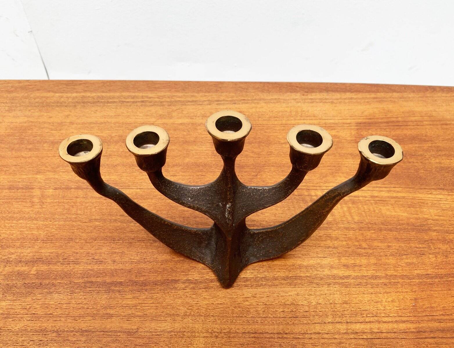 Vintage German brutalist metal candlestick by Dalbeck.