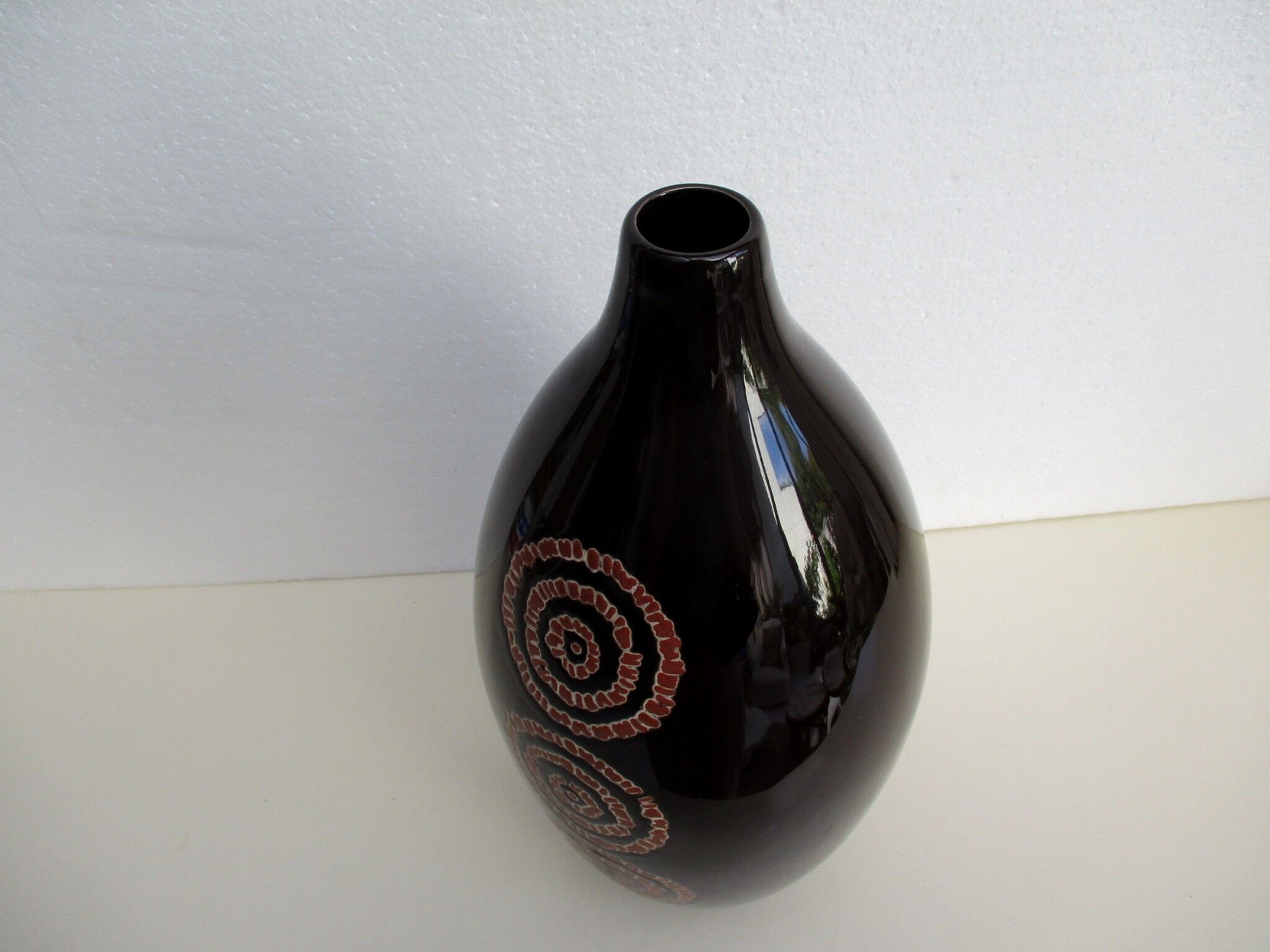 Large black ceramic vase