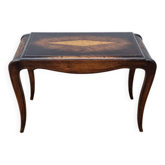 Table basse vintage en bois marqueté, style Louis XV, 70 x 34 x 52 cm
