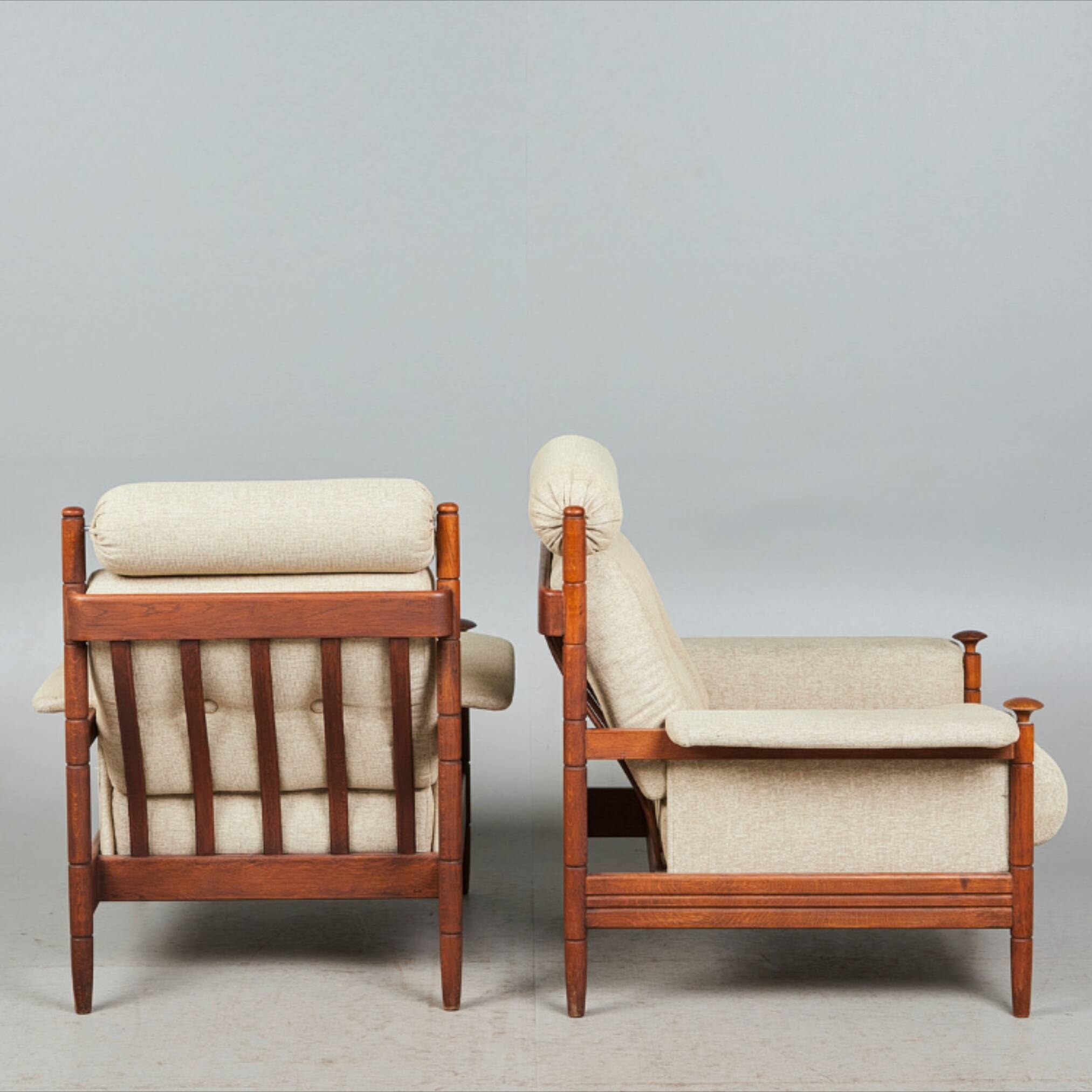 Pair midcentury Scandinavian lounge chairs, Denmark 1960s